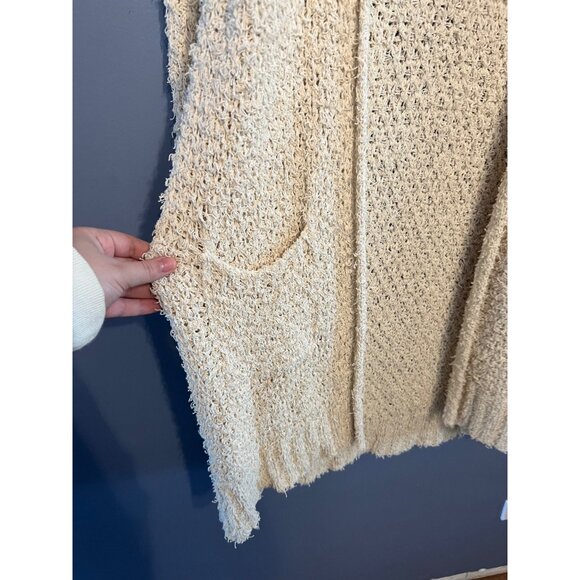 Massimo Dutti Women’s Open Knit Pockets Cream Colored Duster Cardigan SZ S Italy - Picture 3 of 8